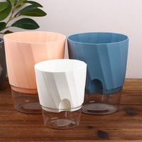 Transparent Double Layer Lazy Hydroponic Pot Automatic Water Absorbing Self Watering Planter for Office