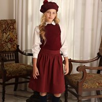 Collection AW 2026 du Mali, couleur bordeaux : Robes pour filles, chemise brodée pour garçons, jupes unies, vêtements pour enfants, hauts en tricot, ensembles.