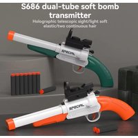 Double-barreled S686 Manual Soft Bullet Toy Guns Foam Dart Blaster Plastic Safe Shooting Model Toys for Boys Kids Children Games