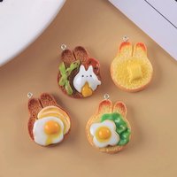 10Pcs Cute Rabbit Toast Bread Resin Charms DIY Earrings Pendants for Jewelry Making Handmade Keychains Crafts Accessory
