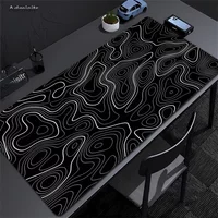 XXL Desk Mat Black And White Strata Liquid Mousepad Large Abstract Mouse Pad Gaming Deskmat With Lockedge Office Non-slip Carpet