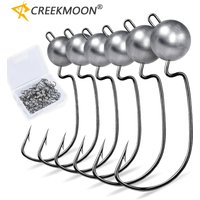 10Pcs/box Long Shank Exposed Big Jig Head 3.5g 5g 7g 10g Barbed Offset Fishing Hooks, Sharp Jigging Heads Hook for Soft Worms