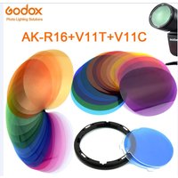 Godox AK-R16 Magnetic Mount Diffuser Plate with V-11C / V-11T Color Effect Gel Set for Godox V1 Series Flash Light Speedlite
