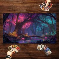 Forest Secret Realm theme MTG Playmat Magic Card Battle Mat 35X60CM Desk mat tapete magic mtg Non-Slip Durable Stitched Edge