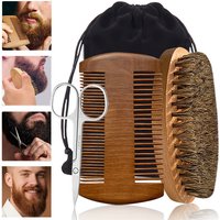 Men's beard grooming set, convenient barber tools, beard brush, bristle material, comb, scissors, convenient storage bag