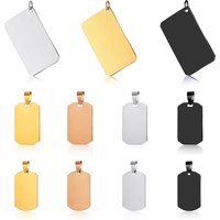 10pcs Wholesale Rectangular Dog Tag Stainless Steel Military Id Tag Pendant Titanium Steel Necklace Army Male Jewelry