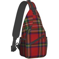 AliExpress NONE Scottish Stripes Pattern Crossbody Sling Bags Small Chest Bag Shoulder Backpack Daypack for Hiking Outdoor Cycling Bookbag