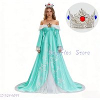 Raffles Store Rosalina Cosplay Costumes Green Dress Galaxy Movie Princess Women Fancy Ball Gown Halloween Anime Clothing Wig Cro