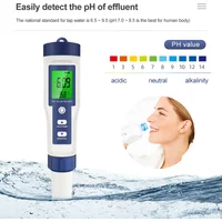 5 in 1 Water Quality Tester Digital TDS/EC/PH/Salinity/Temperature Meter for Pools Aquariums Water Quality Detector