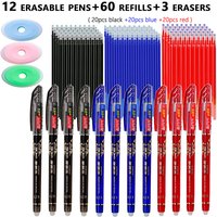 75pcs/set 0.5mm Erasable Gel Pen Friction Vanishing Magic Pen 3-color Gel Pen - Blue/Black/Red Writing Office Supplies School