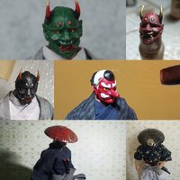 【No Figure】Handmade 1/12 Scale Male Soldier Painting Mask Bamboo Hat Conical Hat Accessories Fit 6'' Action Figure Model Toys
