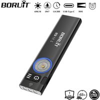 BORUiT U8 650LM EDC LED Flashlight Type-C Rechargeable Work Light Torch with Magnet Waterproof Camping Pocket Lantern