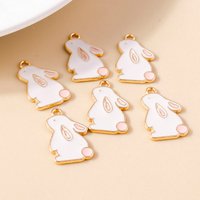 10pcs/lot 16*21mm Enamel Mini Rabbit Charms for Jewelry Findings DIY Cartoon Animal Charms Necklaces Pendants Earrings Making