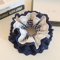 1pc New lace plaid large intestine loop simple ponytail temperament headband casual meatball headband