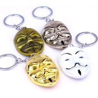 Moive Jewelry V for Vendetta Anonymous Mask Hip Hop Pendant Hacker Mask Alloy Necklace Fashion Llavero 4 Colors