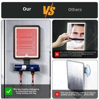 Rechargeable Battery Fogless Shower Mirror Waterproof 3 Color Modes Heated Shaving Mirror Convenient Wall-Mounted