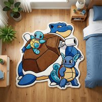 Anime Squirtle Evolution Rug Soft Plush Carpet Blastoise Floor Mat Kids Bedroom Playroom Decor Gamer Gift Non-slip