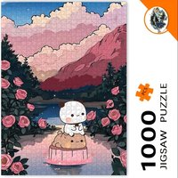 Boat Flower Viewing Bubu & Dudu 1000pcs Puzzle - Cute Romantic Large Colorful Paper Jigsaw for Adults and Family Fun, DIY Home