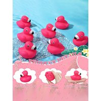 10pcs Flamingo Rubber Ducks Mini Rubber Ducks Pink Flamingos Bath Toy Floating Squeak Toy Shower Party Gifts Cake Decorations