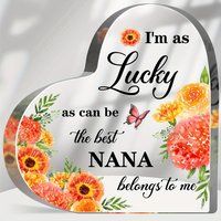 Orange Floral Butterfly Heart Acrylic Plaque Sweet Love Gift for Nana Grandma
