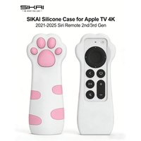 SIKAI Silicone Case for Apple TV 4K 2021-2025 Siri Remote 2nd/3rd Gen with AirTag Holder Fit MJFN3 MW5G3