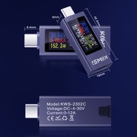 Type-C USB Power Meter Tester with 0.96" HD Display Real-Time Monitoring for Voltage Current Power Capacity