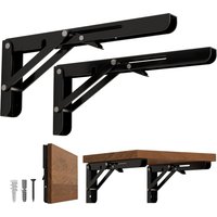 2PCS 8 Inch Black Triangle Folding Angle Bracket Heavy Support Adjustable Wall Shelves Mounted Table Shelves Home Hardware