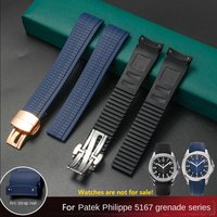 For Patek Philippe Aquanaut series 5167 5164 curved fluororubber men watchband waterproof folding buckle FKM bracelet 21mm strap image 4