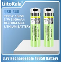 1-30PCS LiitoKala USB-34B NCR18650B USB Rechargeable Battery 18650 3400mAh 3.7V with PCB for Flashlight Car Toys Radios Battery