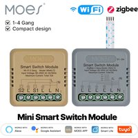 MOES Tuya Mini Smart Switch 1-4 Gang,WiFi/Zigbee DIY Module,Works with Alexa&Google Home,Timer&Voice Control,Home Automation