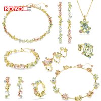 Charms Candy 2026 New Zircon Crystal Fine Jewelry Set Candy Necklace Flower Earrings Ring for Women Romantic Gift