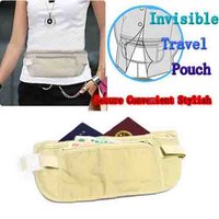 Unisex Travel Waist Pouch Passport Money Belt Bag Hidden Security Wallet Black Zippered Waist Security Pouch