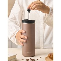 TYESO/SearchPean French Press CoffeeMug Press Tumbler Bottle Cooler Vacuum Insulated Coffee Cup Stainless Steel BPA Free Outdoor