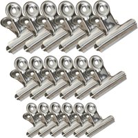 18PCS Silver Metal Hinge Clips Bull Binder Paper Clips Clamp for Office Pictures Photos, Kitchen Food Bags
