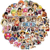 50Pcs One Piece Anime Sticker Pack, Classic Luffy Zoro Nami Full Crew Character Decals for Laptop, Water Bottle & Scrapbook DIY