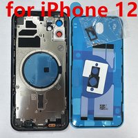 Back Housing For iPhone 12 Rear Cover Back Battery Door Glass Middle Frame SIM Tray Side Key Replacement with CE Parts