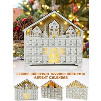 Christmas Wooden House Advent Calendar 2023 with LED Lights 24 Storage Drawers & 24 Day Countdown Calendar Christmas Decoration