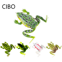CIBO 1pc 65mm/2.56in 17.2g Bionic Frog Lure Topwater Soft Fishing Bait Double Hooks for Bass Snakehead