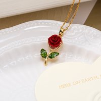 Fashion Exquisite Rhinestone Rose Pendant Necklace For Women Elegant Temperament Flower Choker Chain Valentine's Day Gift