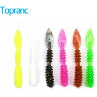 Topranc 36Pcs Soft Bait Fishing Lures 3.8cm Micro Bait TPR Grub Worm Pike Bass Soft Lures Fishing Accessories