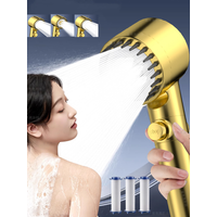 Golden Massage Spa Pressurized Shower Head 3 Modes High Pressure Filter Rainfall Shower One-Key Stop Sprayer Bathroom Accessorie