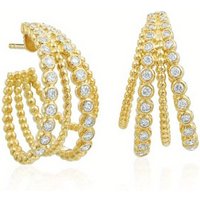 Exquisite Gold Color Inlaid Cubic Zirconia Copper Stud Women's Earrings Geometry Daily Wear Party Earrings Woman Fashion Jewelry
