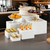 6pcs Acrylic Cake Stands Square Freely Combinable Cake Boxes Home School Party Multi-Size Square Cube Display Stand Decorations