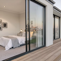 Hotel Bedroom High Transparent Glass Sliding Door Manual Noise Reduction Aluminum Sliding Glass Doors Patio Sliding Doors