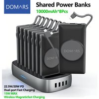 8 in 1 Power bank With Built-in Type-C Data Cable 8x10000 mAh Wireless Charging Station PD 20W Fast charging for Iphone Samsung