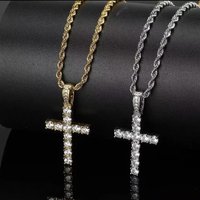 Twisted Chain Long Necklace for Women/Men Fashion Luxury Cubic Zirconia Cross Pendant Necklace Gift Love Accessories