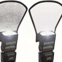 Flash Diffuser Reflector - Double-Sided White/Silvery Curved Flash Reflector Kit with Elastic Band, Suitable for All Flashes