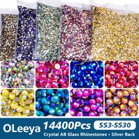 OLeeya Big Package Bulk Wholesale SS3-SS30 Crystal AB Non Hot Fix Rhinestones Flat Back Crystal Strass Glitters Stone For Nail