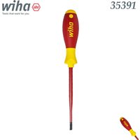 Wiha 35391 VDE Insulated Slotted Screwdriver, Red/Yellow Handle, 1000V Rated for Electrical Work