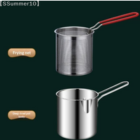 【SSummer10】304 Stainless Deep Fryers Pot Universal With Strainer Fryer Kitchen Cooking Pot Saving Mesh Fry Pot【SS】
